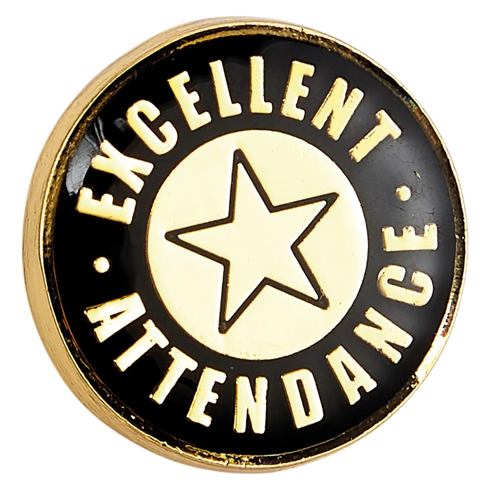 Heritage Excellent Attendance Pin Badge Black & Gold - SB19033B