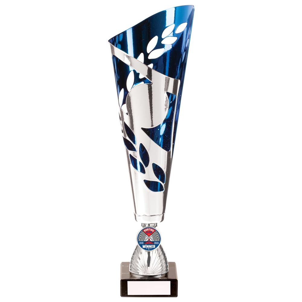 Zues Lazer Cut Metal Cup Silver & Blue - TR20548