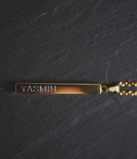 Name Engraving - Gold Bar Necklace