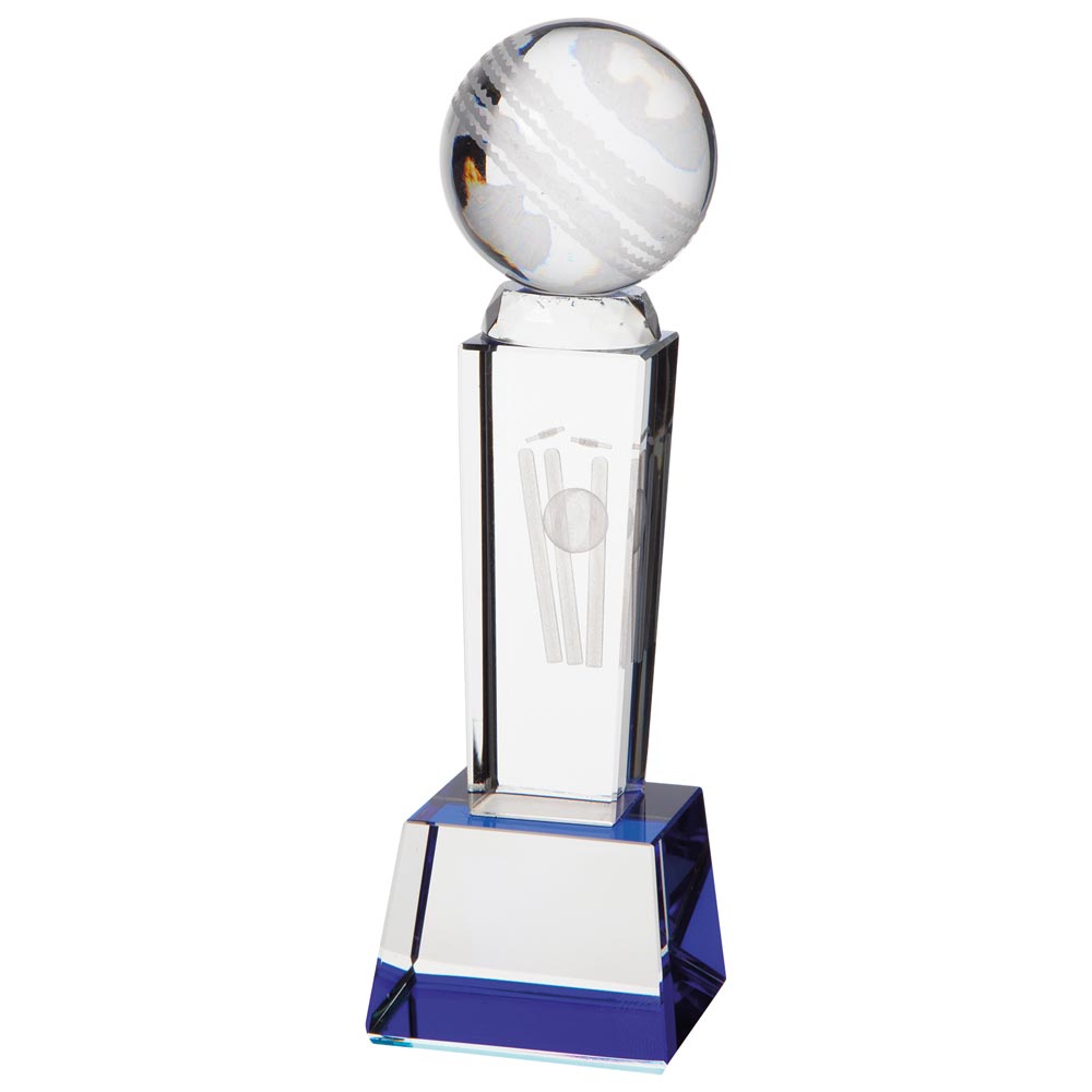 Tribute Cricket Crystal Award - 180mm