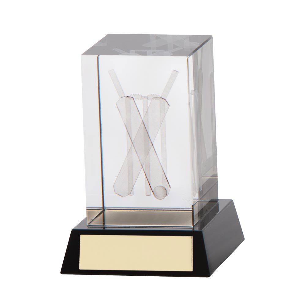 Conquest Cricket 3D Crystal Award - 100mm