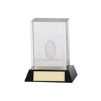 Conquest Rugby 3D Crystal Award - 90mm