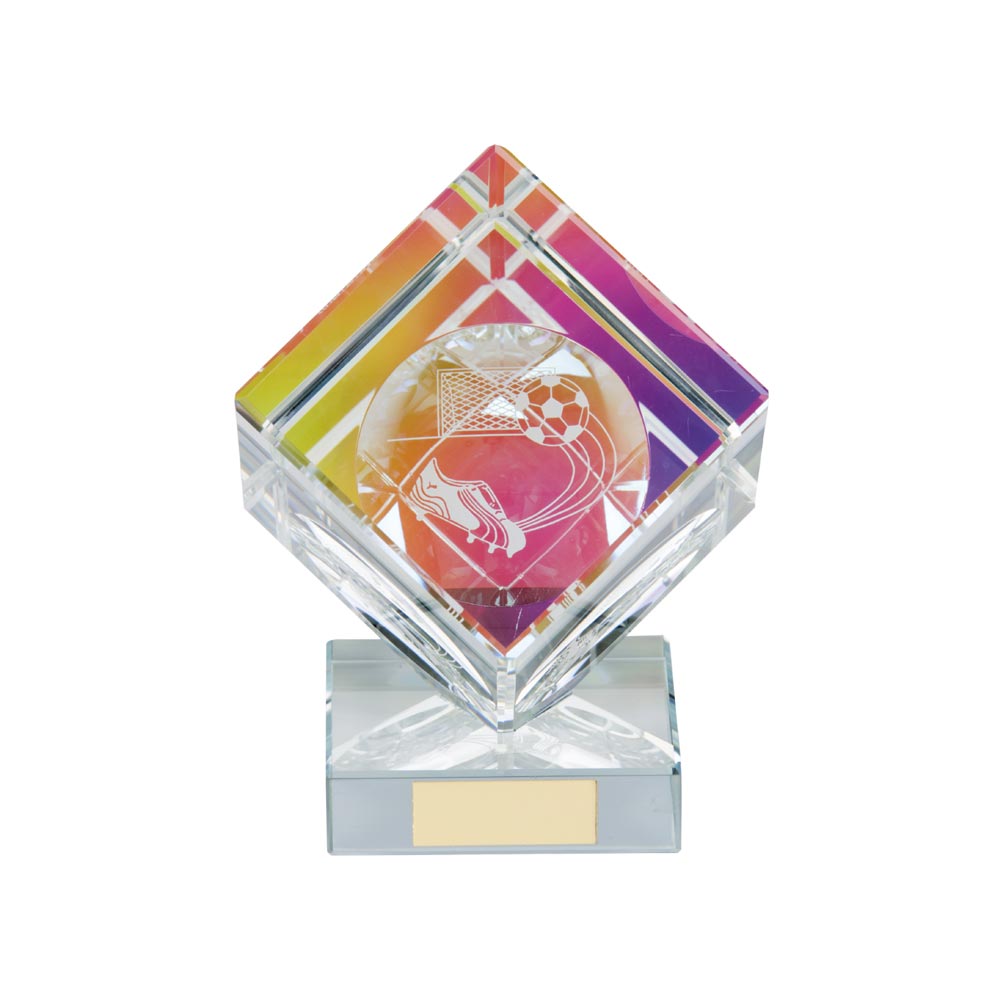 Victorious Football Crystal Cube Award - 105mm