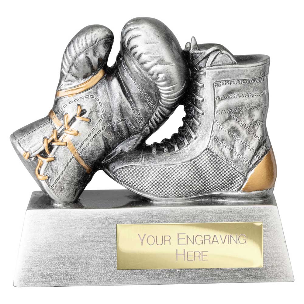 Power Boxing Resin Award Antique Silver - 100mm