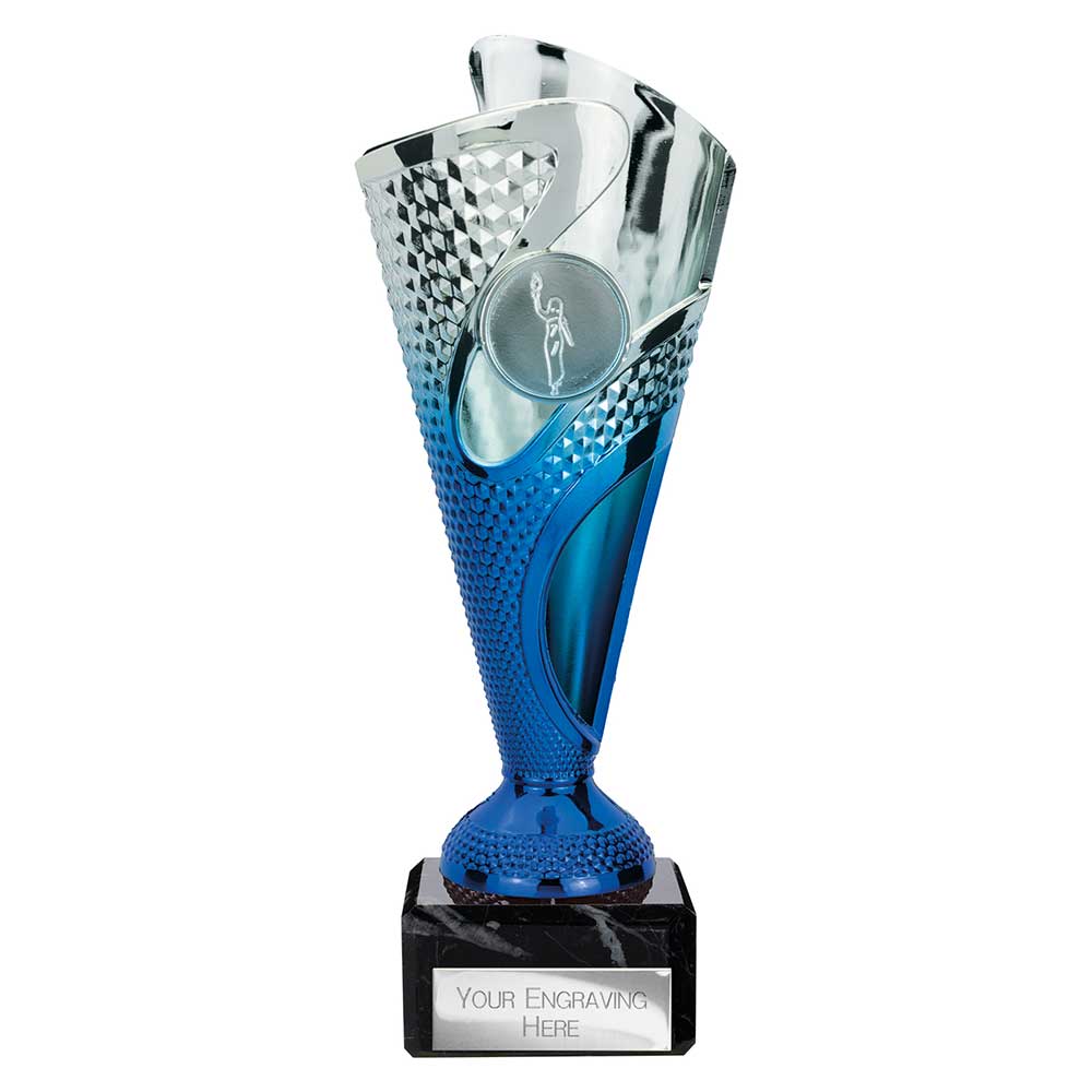Rodeo Trophy Silver & Blue - 195mm