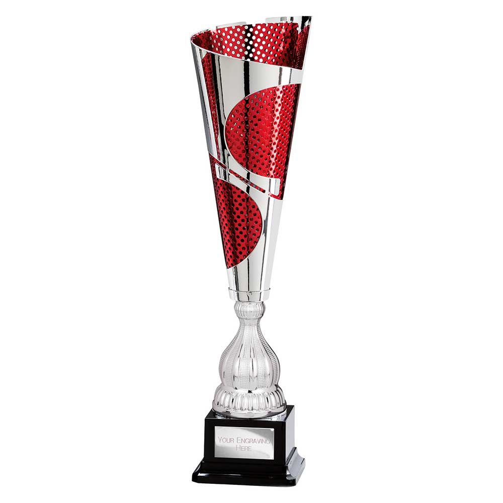 Quest Laser Cut Cup Silver & Red - 390mm