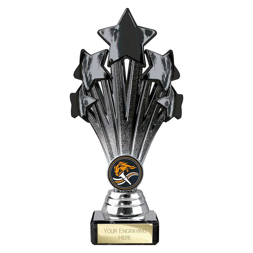 5 Star Trophy Black and Silver - 190mm