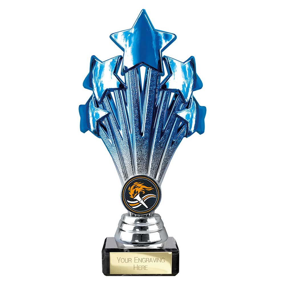 5 Star Trophy Blue and Silver - 190mm