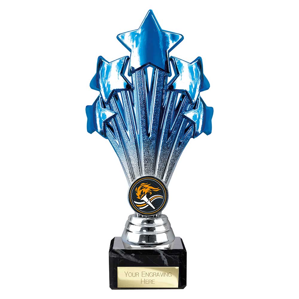 5 Star Trophy Blue and Silver - 200mm