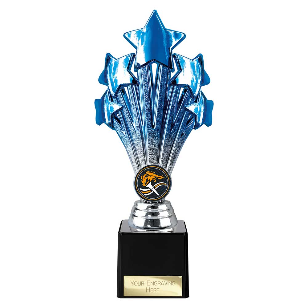 5 Star Trophy Blue and Silver - 220mm