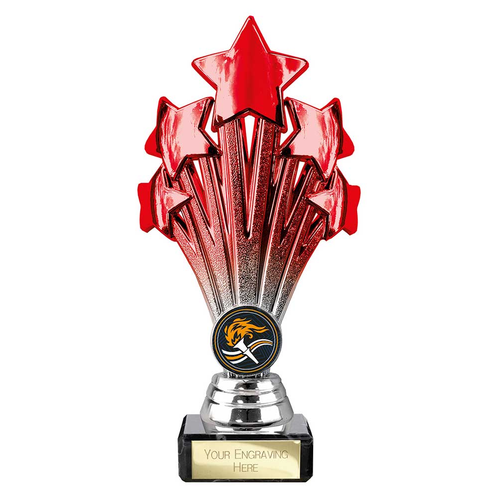 5 Star Trophy Red and Silver - 190mm