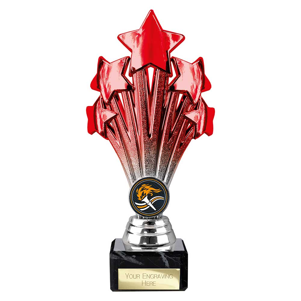 5 Star Trophy Red and Silver - 200mm