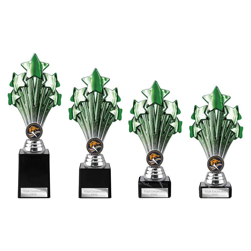 5 Star Trophy Green and Silver