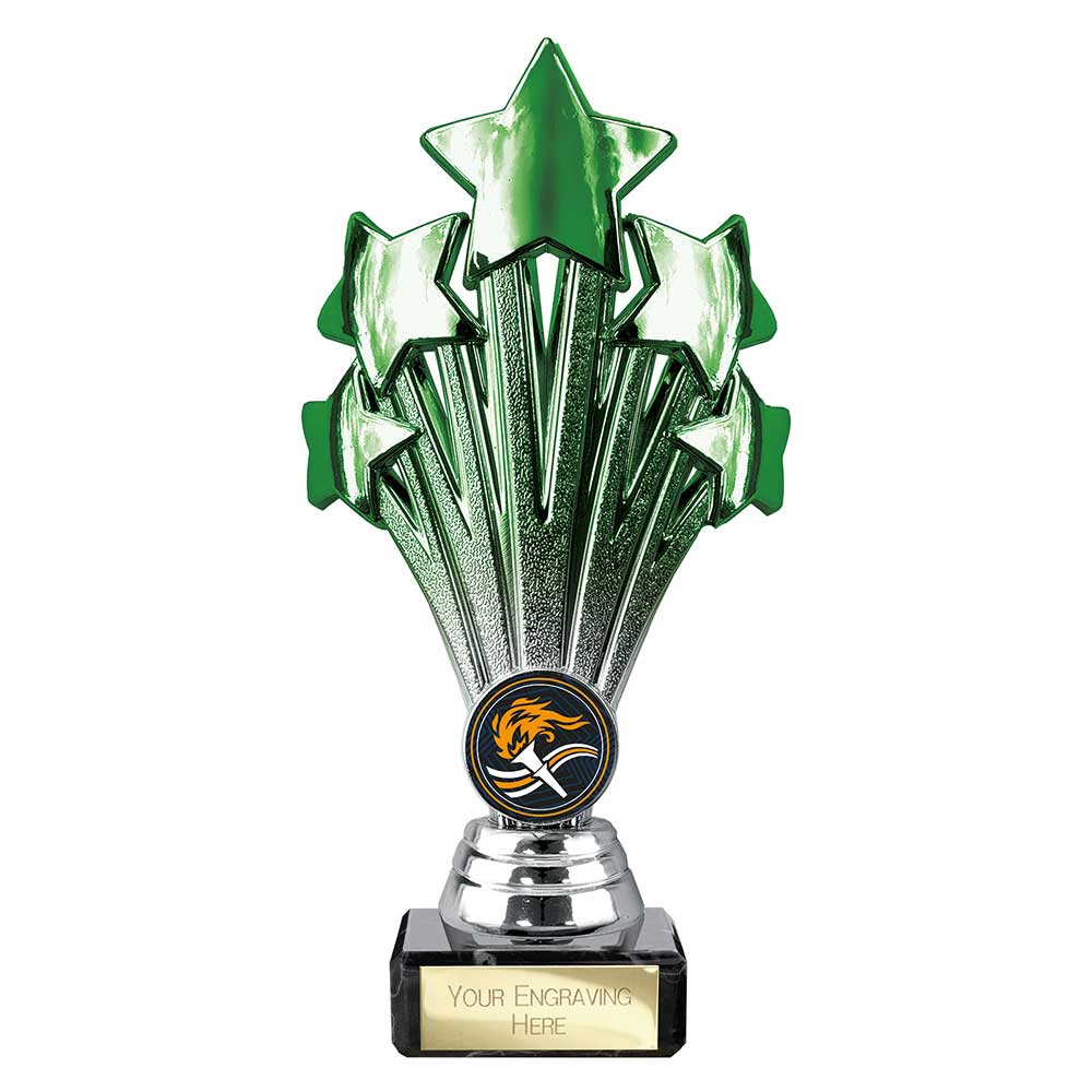 5 Star Trophy Green and Silver - 190mm