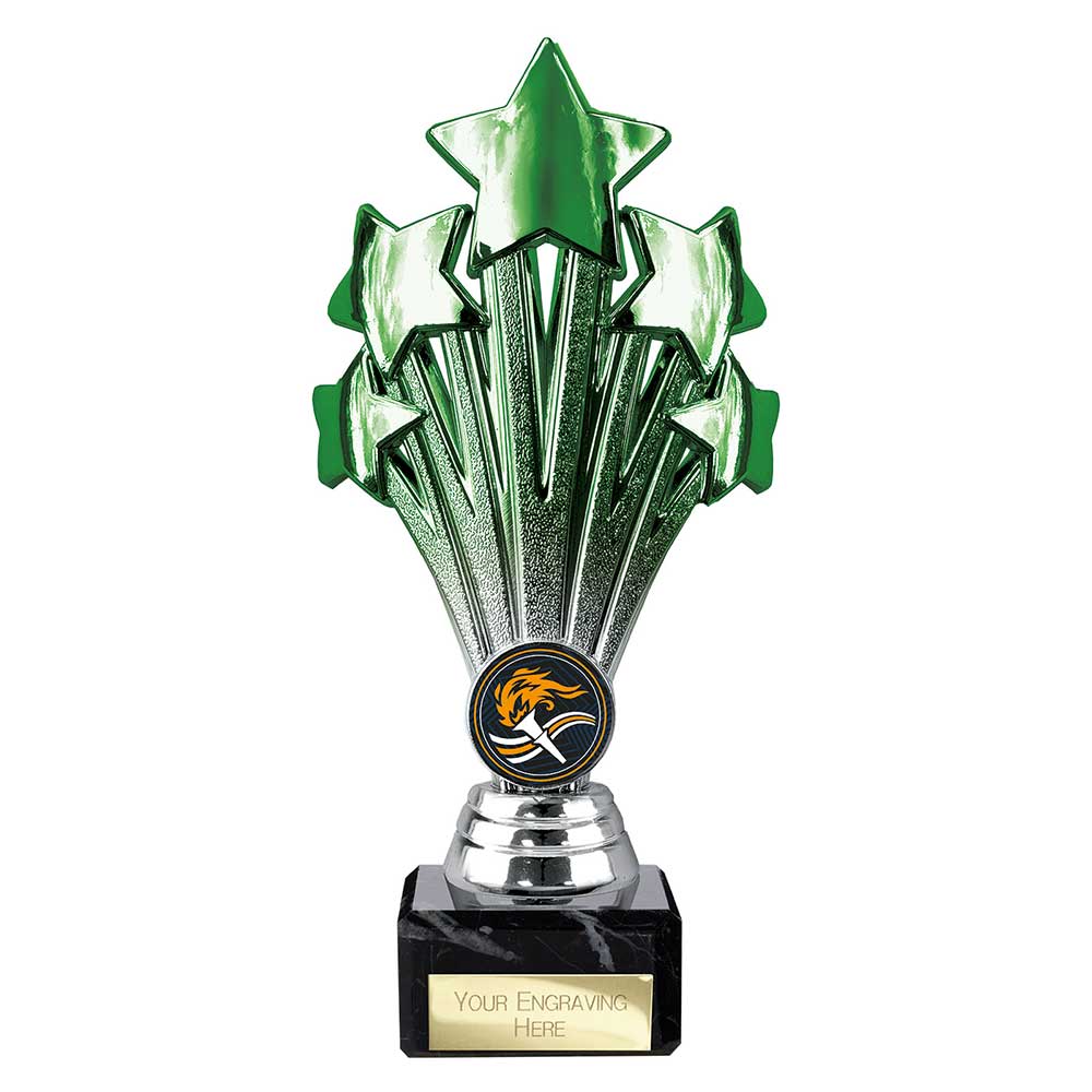 5 Star Trophy Green and Silver - 200mm