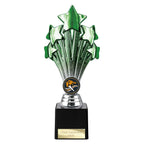 5 Star Trophy Green and Silver - 220mm