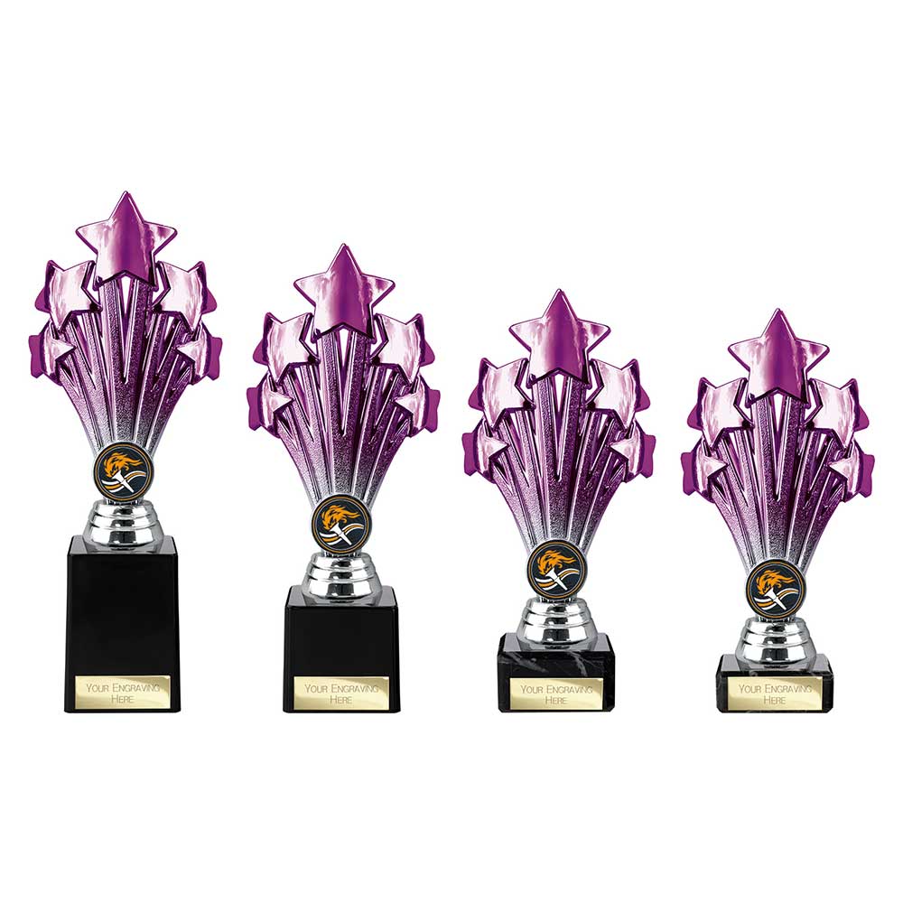 5 Star Trophy Purple and Silver