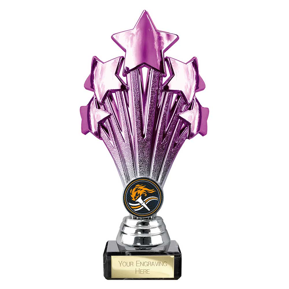 5 Star Trophy Purple and Silver - 190mm