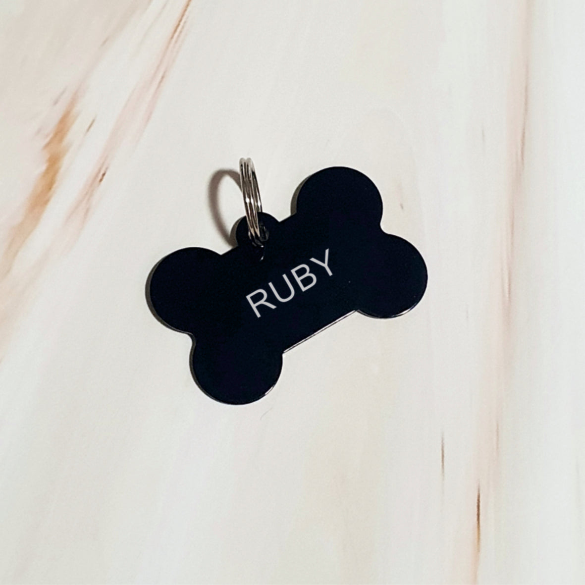 Black Aluminium Bone Shape Dog Tag