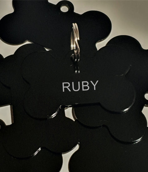 Black Aluminium Bone Shape Dog Tag