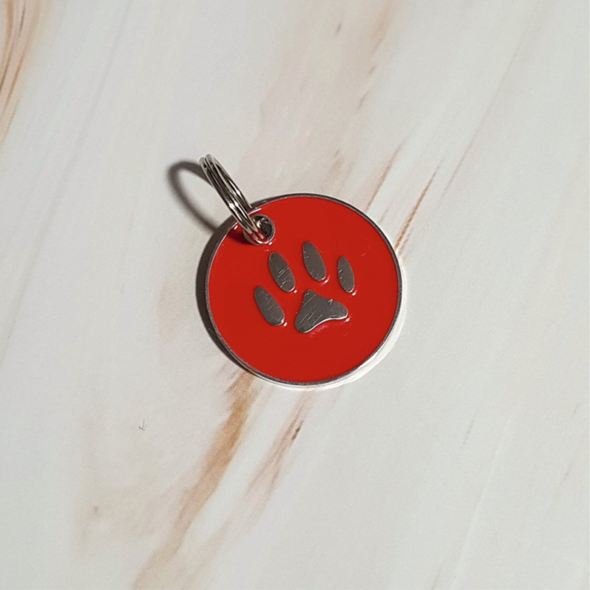 25mm Red Enamelled Paw Pet Tag