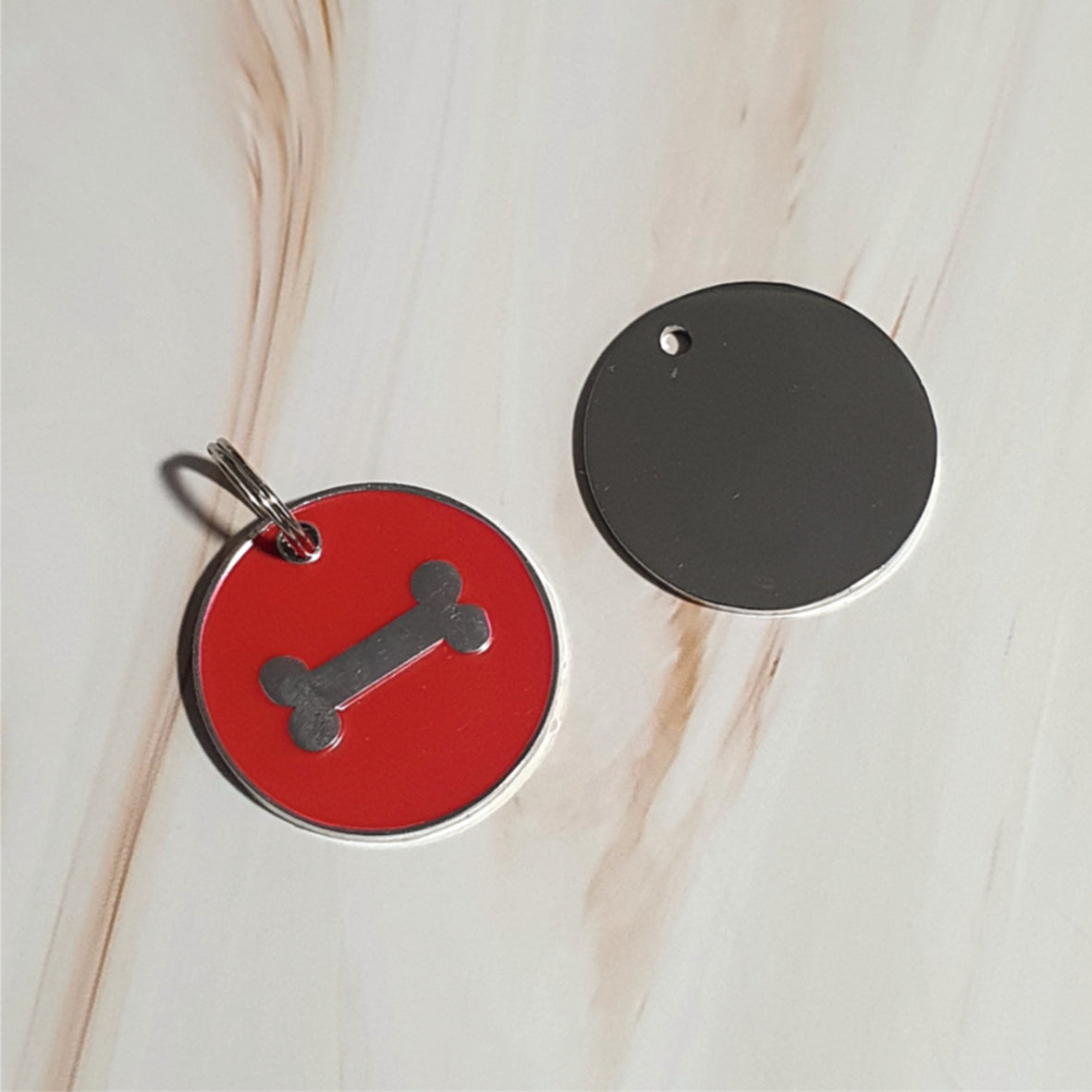 32mm Red Enamelled Bone Pet Tag