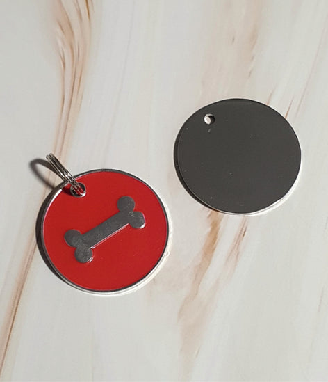 32mm Red Enamelled Bone Pet Tag
