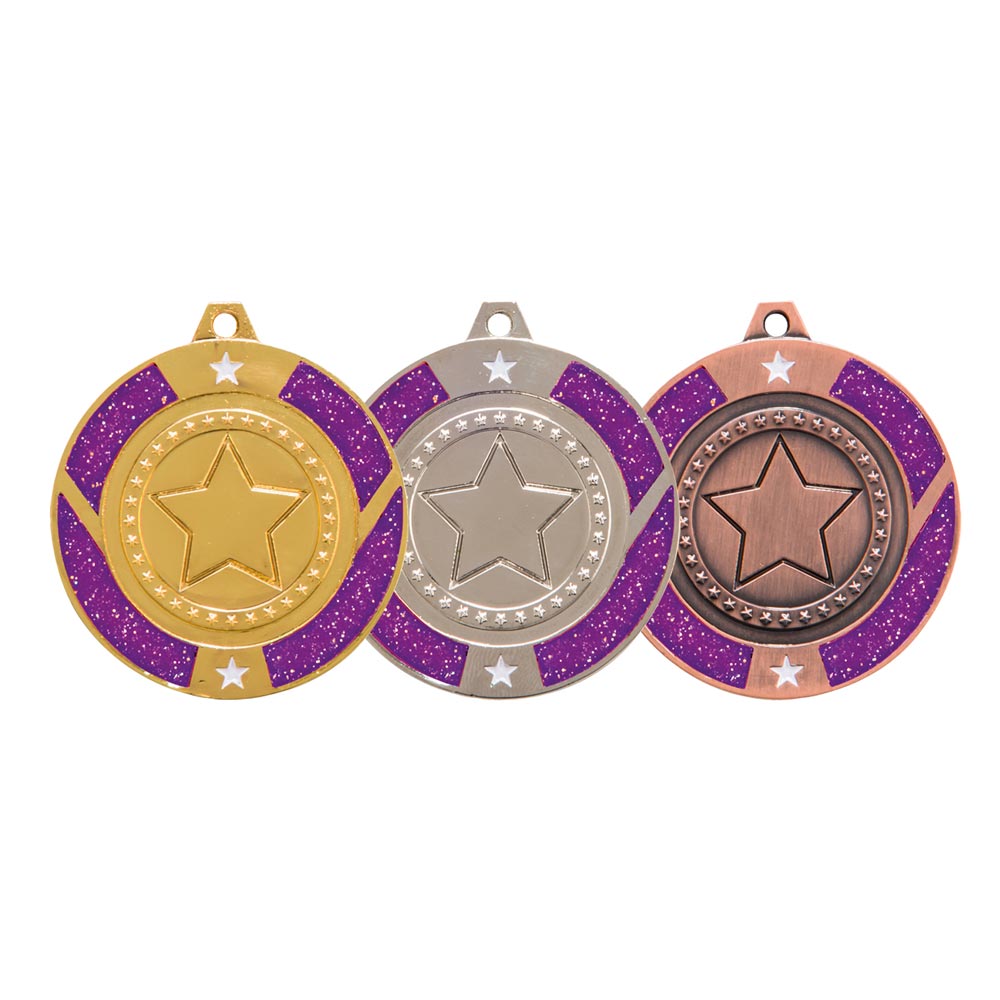 Glitter Star Medal Purple - MM17146