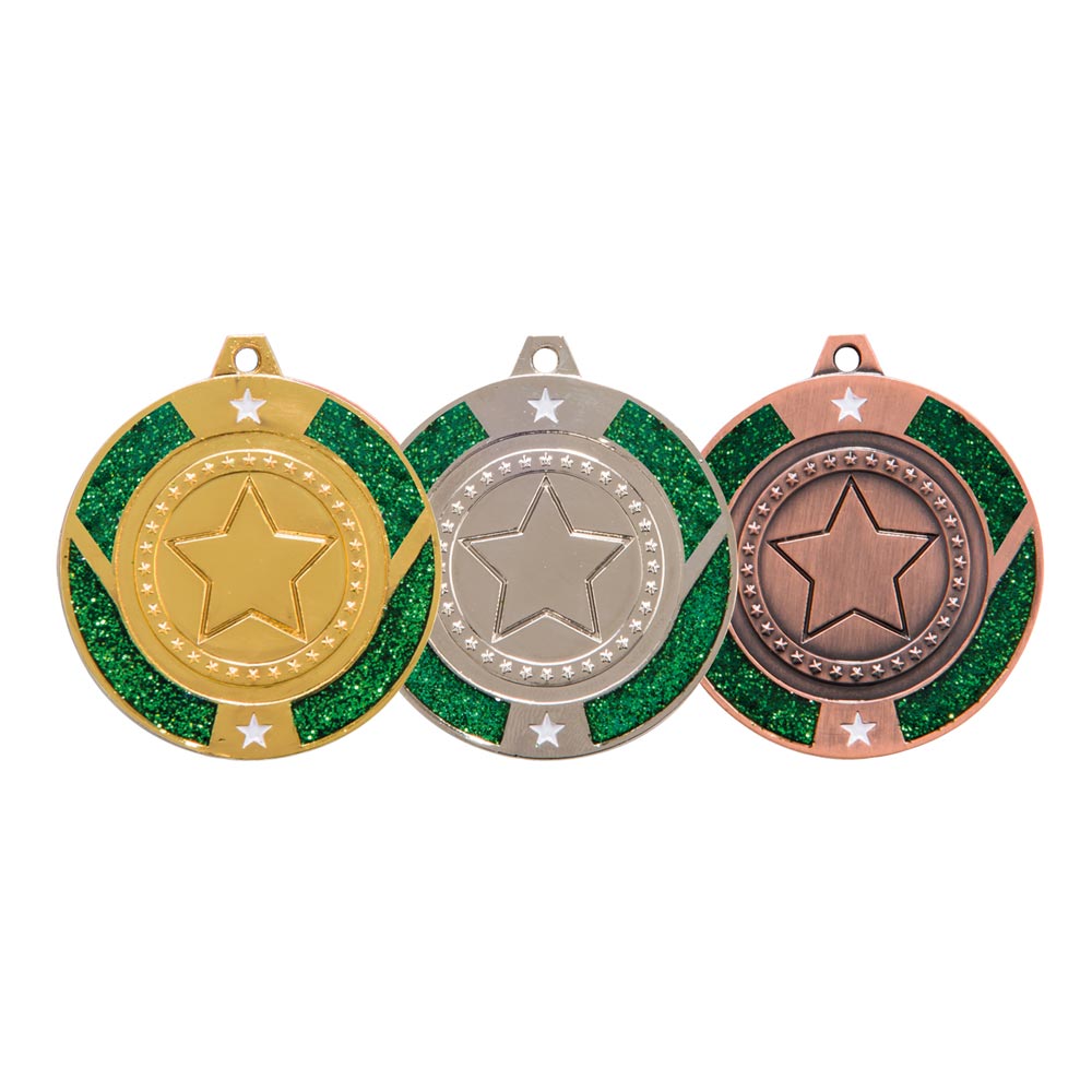 Glitter Star Medal Green - MM17147
