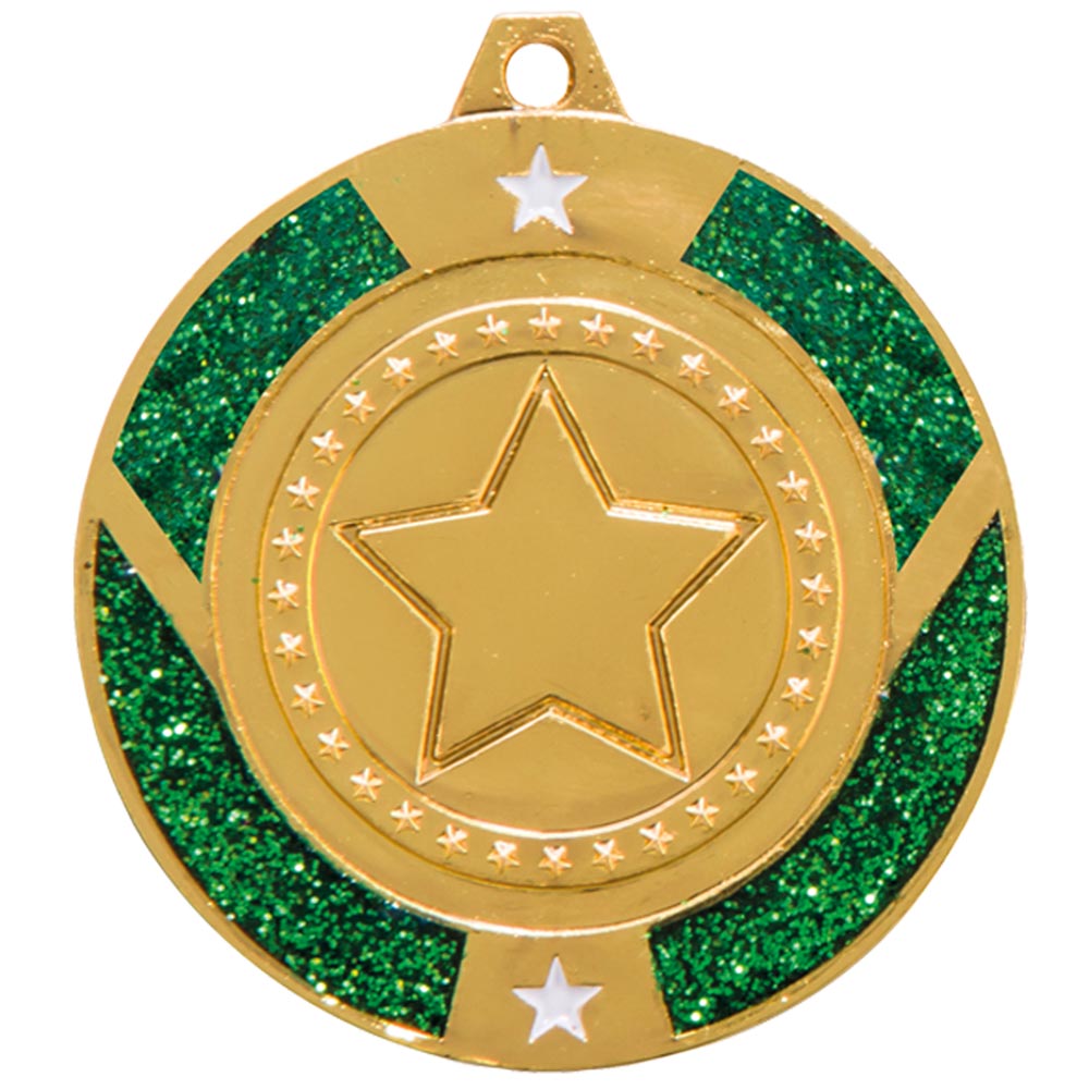 Glitter Star Medal Green - MM17147