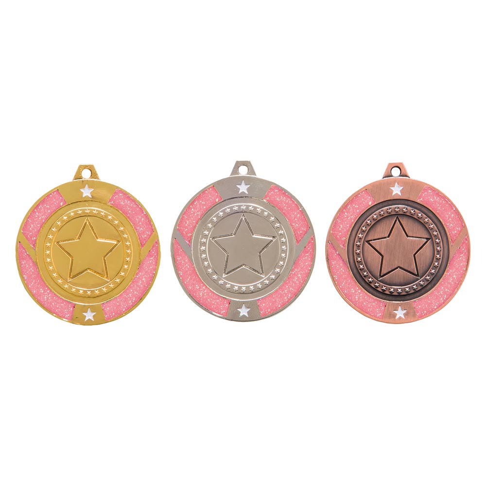 Glitter Star Medal Pink - MM17148
