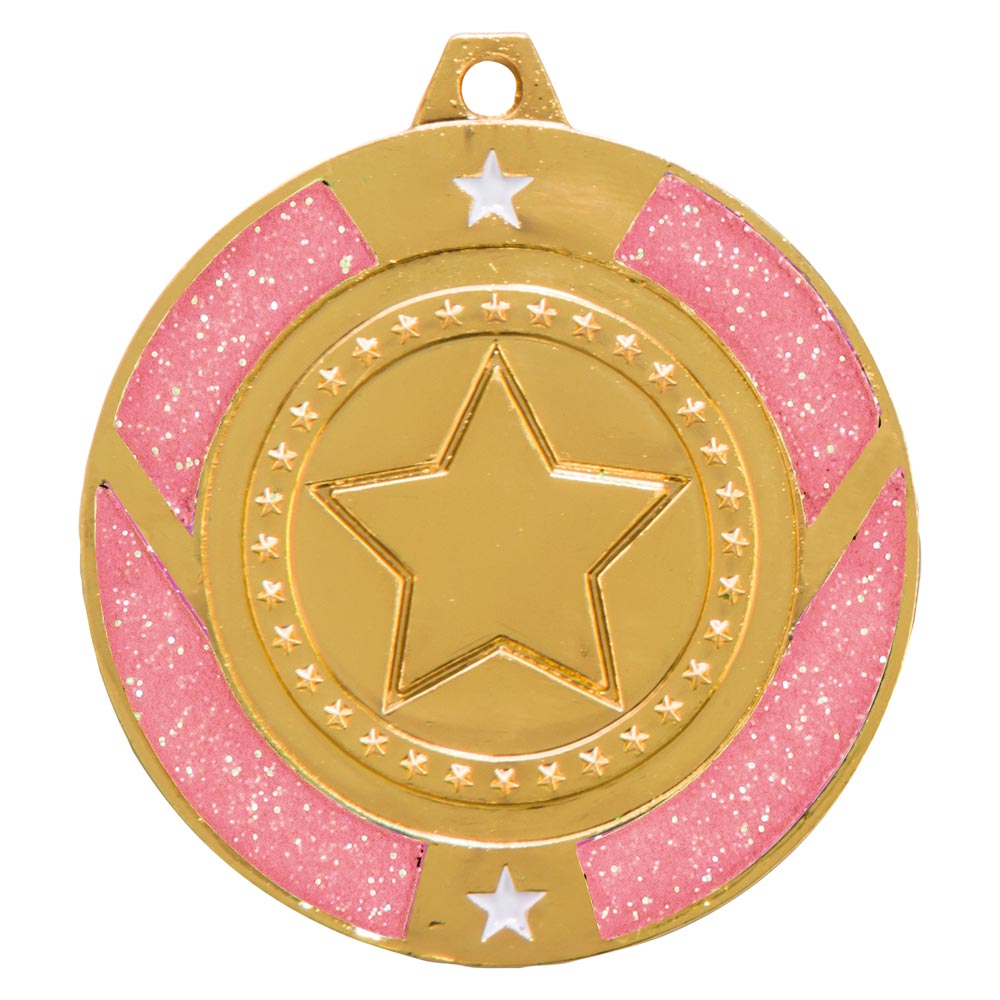 Glitter Star Medal Pink - MM17148