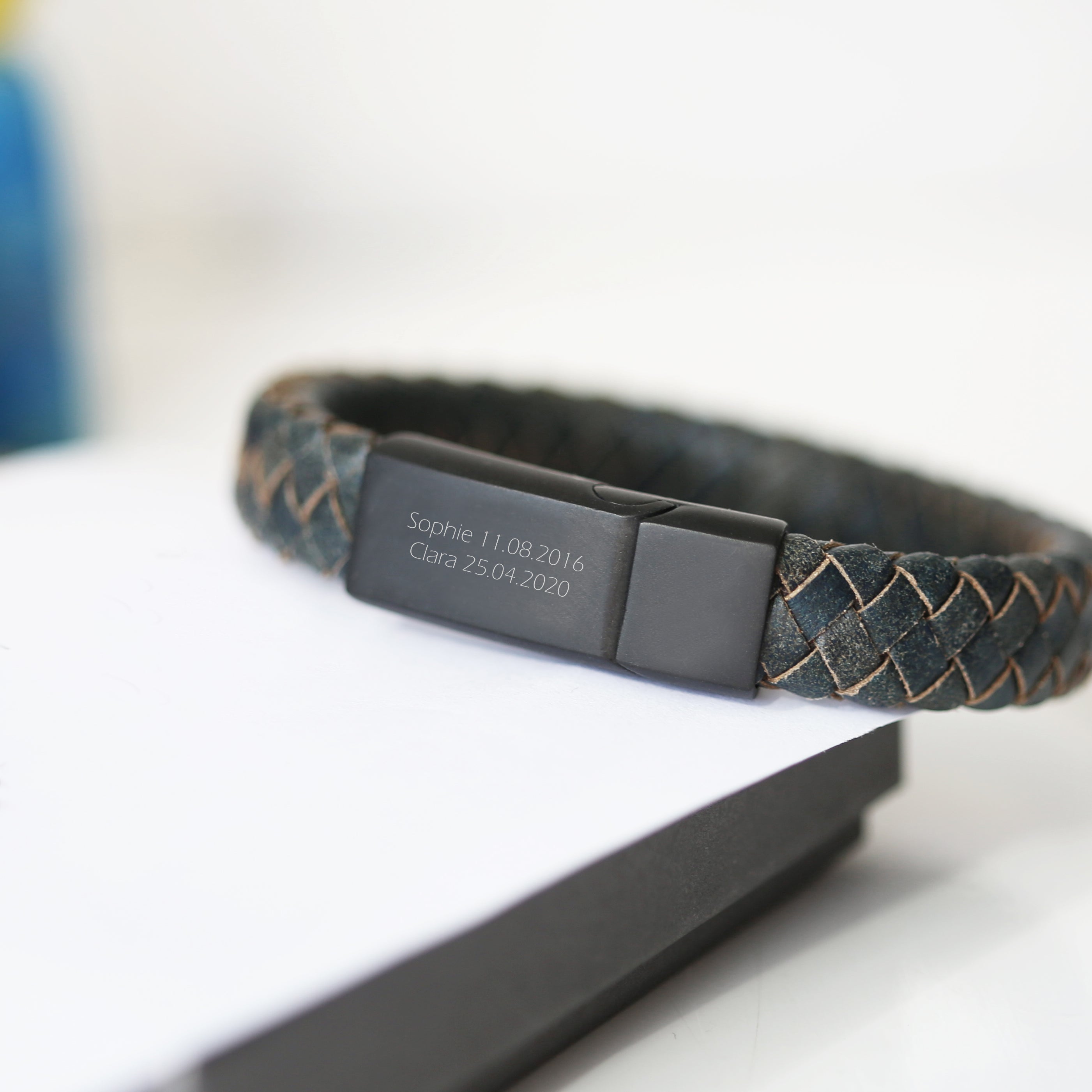 Engraved Antique Leather Bracelet - Iron