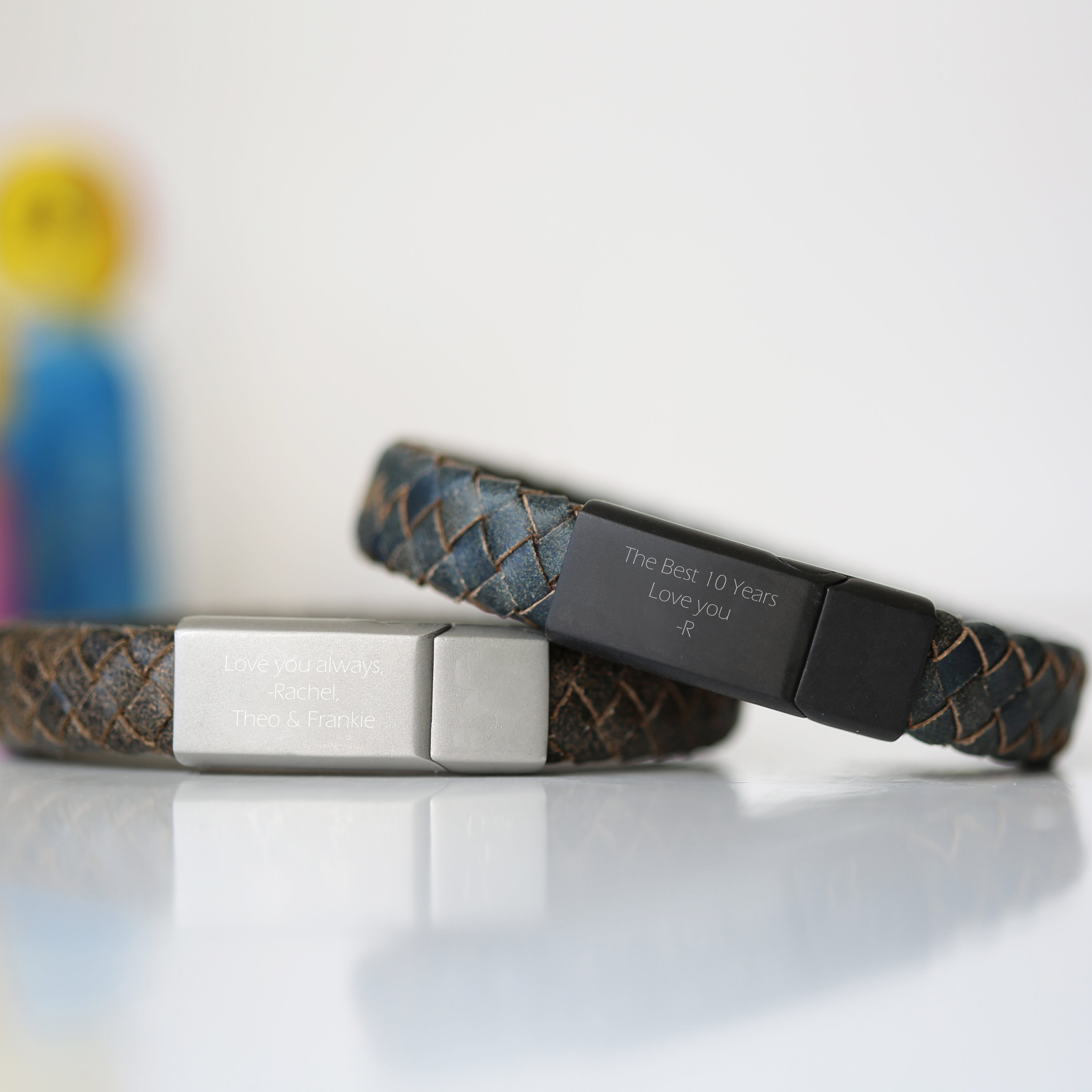 Engraved Antique Leather Bracelet - Iron