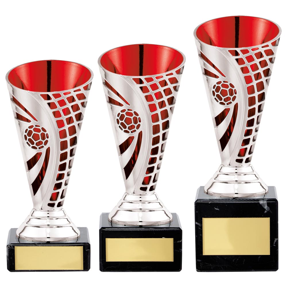 Defender Football Trophy Cup Silver & Red  - TR20512