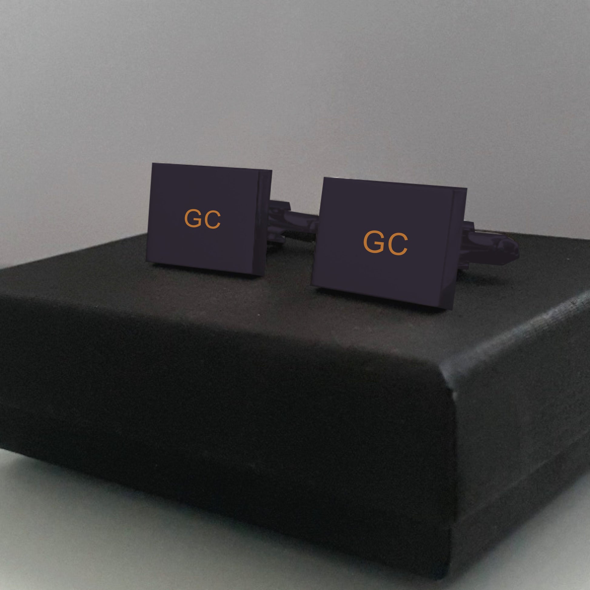 Personalised black cufflinks in gift box