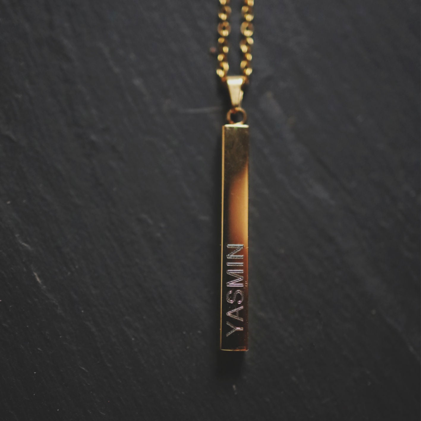 Name Engraving - Gold Bar Necklace